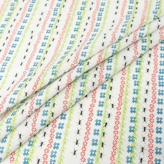 Stitch & Sparkle Maries Collection Picnic Ant Stripe Cotton Fabric
